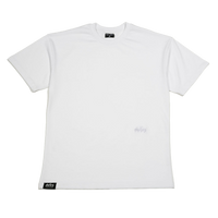 deuXros cloud structured tee ghost front view, 300 gsm ring spun cotton, tonal embroidered script at mid body