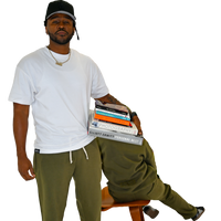 deuXros cloud structured tee men's lifestyle shot styled with field moss sweatpants, relaxed fit, San Diego