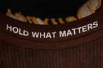 deuXros brown corduroy hat hold what matters headband interior detail, soft crown cap