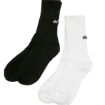deuXros ink and crew sock ghost image with embroidered script logo, ribbed cotton blend, cushioned sole