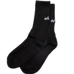 deuXros ink crew sock ghost image with embroidered script logo, ribbed cotton blend, cushioned sole