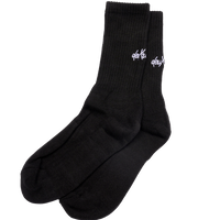 deuXros ink crew sock ghost image with embroidered script logo, ribbed cotton blend, cushioned sole