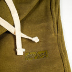 deuXros fieldmoss sweatpants logo detail, tonal matte 3d rubberized deuXros box logo, heavyweight fleece