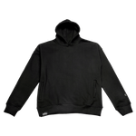 deuXros ink hoodie ghost front view, 420 gsm heavyweight fleece, hidden zip hand pockets, overlapped neckline