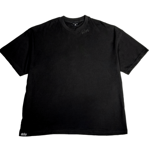 deuXros ink oversized tee ghost front view, 250 gsm heavyweight cotton, boxy drop-shoulder silhouette
