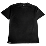 deuXros ink structured tee ghost front view, 300 gsm ring spun cotton, tonal embroidered script at mid body