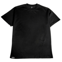 deuXros ink structured tee ghost front view, 300 gsm ring spun cotton, tonal embroidered script at mid body