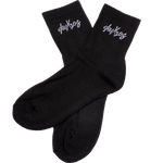 deuXros ink mid crew sock ghost image with jacquard woven logo, ribbed cotton blend