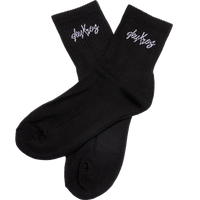 deuXros ink mid crew sock ghost image with jacquard woven logo, ribbed cotton blend