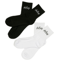 deuXros mid crew sock both colorways, ink and cloud, jacquard woven logo, ribbed cotton blend