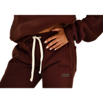 deuXros plumwood sweatpants waistband and logo detail, elastic drawcord, tonal matte 3d rubberized box logo