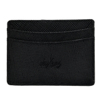 Black deuXros textured wallet on a white background