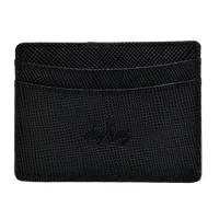 Black deuXros textured wallet on a white background