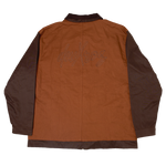 Brown jacket with deuxros logo on a white background